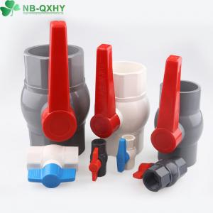 China QX Customized Request Material PVC Plastic Ball Valve 8 Inch with Red Handle on sale