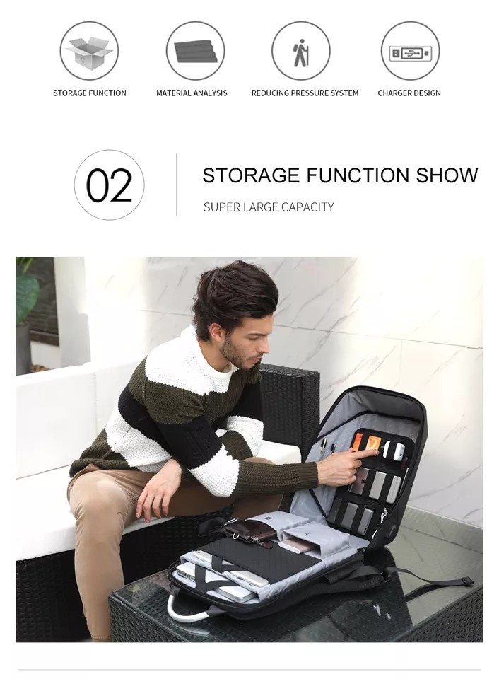 Polyester Business Laptop Backpack 1.54 Inch Antitheft Back Pack For Men Laptop
