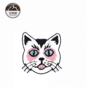 Wholesale Popular Embroidered Animal Patches , Cute White Cat Sew On Patches Towel Material from china suppliers