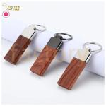 Custom LOGO design promotion business gift rectangle shape blank wooden keychain