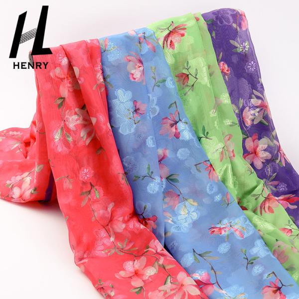 Breathable Soft Tulle Fabric Pure Polyester Dress Printing Process Chiffon