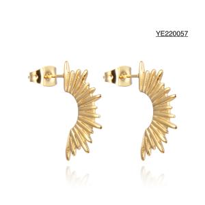 Wholesale Exaggerated Stainless Steel Gold Earrings Half Sunflower Stud Earrings from china suppliers