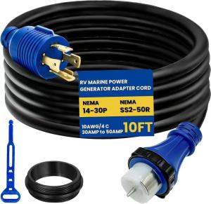 Wholesale RV Marine Power Generator Adapter Cord Nema 14-30P Nema SS2-50R 10AWG/4C from china suppliers