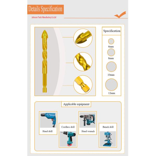 Tungsten Carbide Cross Head Ceramic Drill Bits For Glass