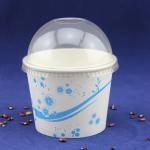 Single Serve Takeaway Ice Cream Tubs , Yogurt Paper Cups With Plastic Dome Lids