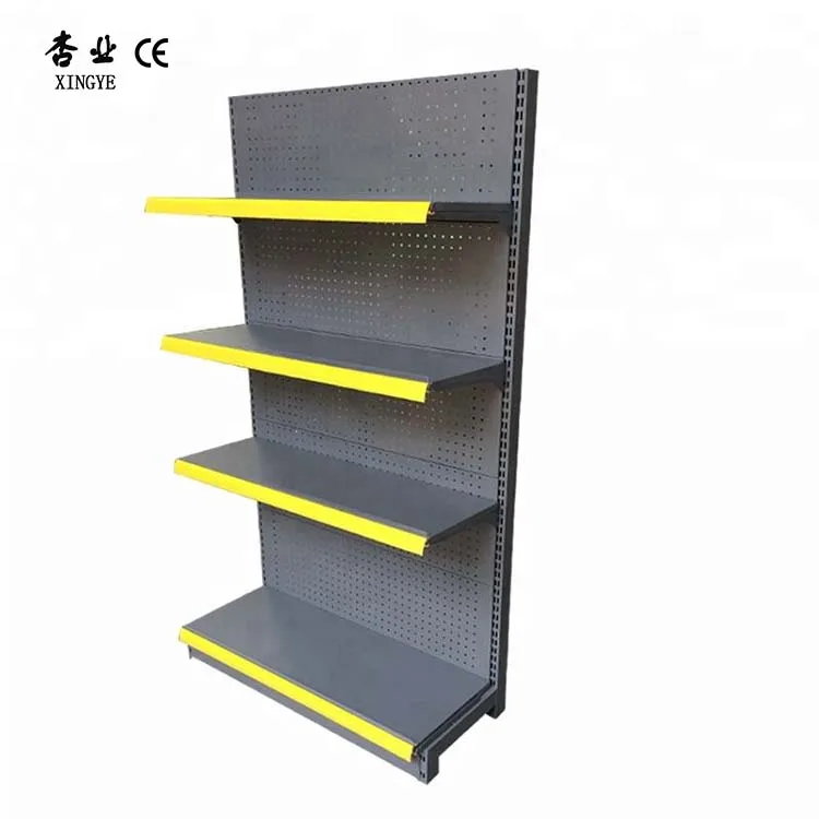 Factory custom color size metal supermarket shelves white gondola shelving