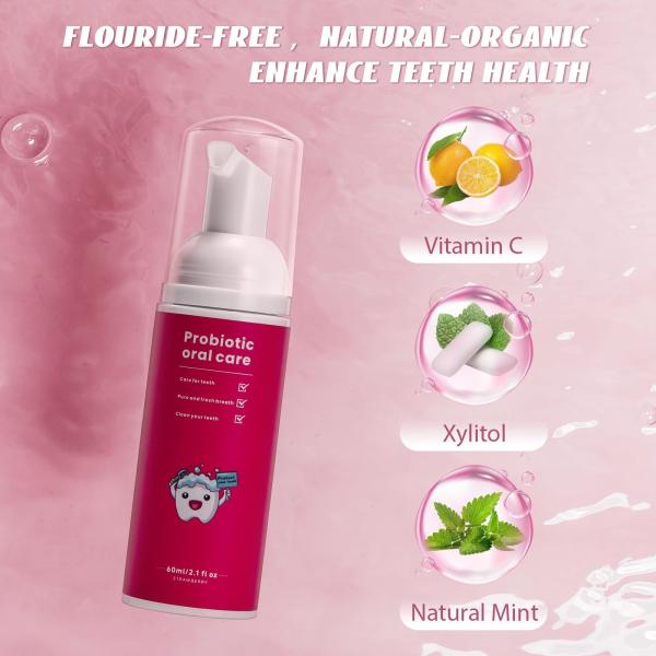 Fluoride Free Foam Toothpaste Cleans Kids' Teeth With Strawberry Flavor 2 Pack