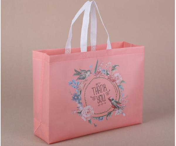 Color Printed Non Woven Tote Bags With Logo Customized , Non Woven Fabric