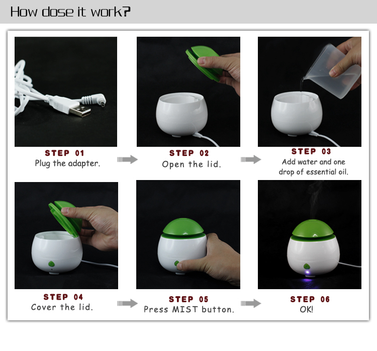 Ultrasonic 50ml Mini USB Air Humidifier With LOGO Printing