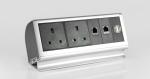 110 - 250V Aluminum Edge Desk Mountable Power Strip Silver Or Black Color