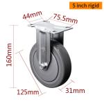 EDL Medium Duty Zinc Coating 5inch 110kg Plate TPE Caster by Rigid, Swivel and