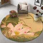 Plant And Flower Round Polyester Fiber Floor Carpet For Sofa And Living Room