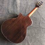 Custom All Solid KOA Wood Acoustic Electric Guitar Real Abalone Binding Ebony
