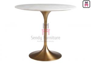 China Brushed Golden Tulip Base Marble Coffee Table Trumpet Base Table on sale