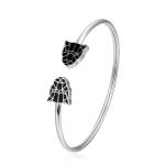 18k Gold Stainless Steel Open Bangle Bracelet Black Leopard Enamel Bangles