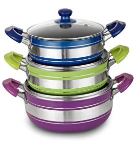 Wholesale CIQ 3.0mm Thickness Alu Non Stick Soup Pot With Clear Lid from china suppliers