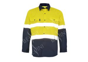 Wholesale 100% Cotton Two Tone Custom Work Shirts With 5CM Reflective Tape Chest Pockets from china suppliers