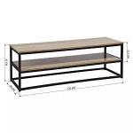2 Shelves Metal Frame Living Room Furniture 120x40x42cm With Storage