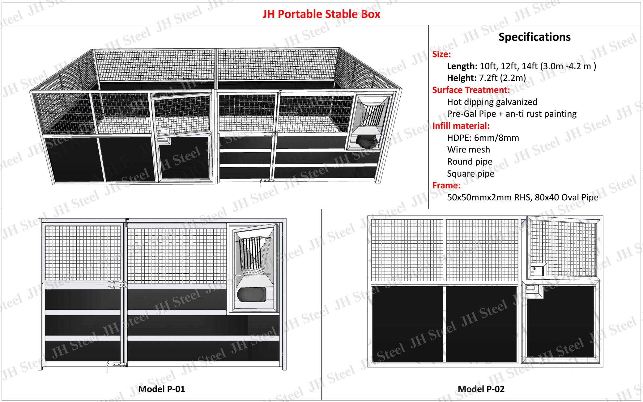 3m Temporary Stables Economical Durable Horse Farm Galvanized