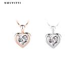 0.69ft 0.7oz Sterling Silver Heart Pendant Necklace Fiancée Cubic Zirconia