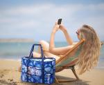 Mesh Beach Bag, Extra Large Beach Bags with 9 Pockets & Zipper Waterproof