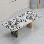 Durable 180kg Rectangle Marble Dining 220cm Table Gold Stainless Steel Leg