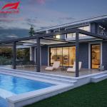 Motorized Louvered Pergola Aluminium Outdoor Modern With Waterproof Zip Screen