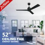 52 Inch Metal Wood Indoor Decorative Ceiling Fan with 5 Speeds and Natural Wood