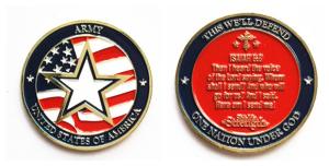 Wholesale 45mm dia. Double-sidedUSA ARMY zinc alloy COIN with soft enamel from china suppliers