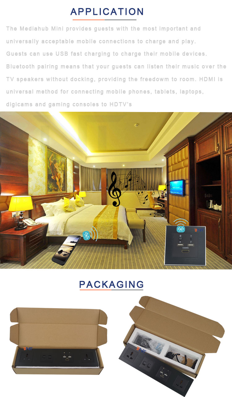 Hotel All in One Media Socket Panel/ Smart HD Media Platform/ Media HUB Jack