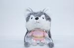 Grey / White Husky Dog Plush Toy , Adorable Siberian Husky Stuffed Animal