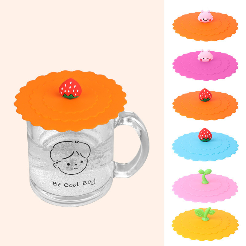 Silicone Mug Lid Cover, Colorful Anti-Dust Silicone Mug Cover Cute Reusable Silicone Lids For Cups Mug Beer Glass Indoor