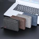 Men's Medium Size RFID Blocking Leather Wallet with Zipper and Credit Card