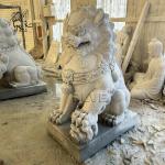 Foo Dog Fengshui Sculpture Hand Carved Granite Lion Statue Guardian Lions Statue