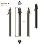 15m lockable pneumatic telescopic mast 30kg payloads 2.8m closed height