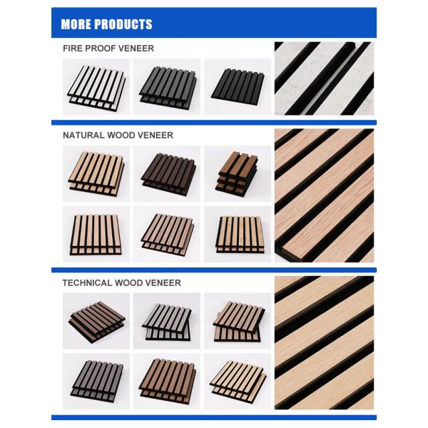Eco Friendly Materials Wood Slat Acoustic Panel With Flame Retardant Coating