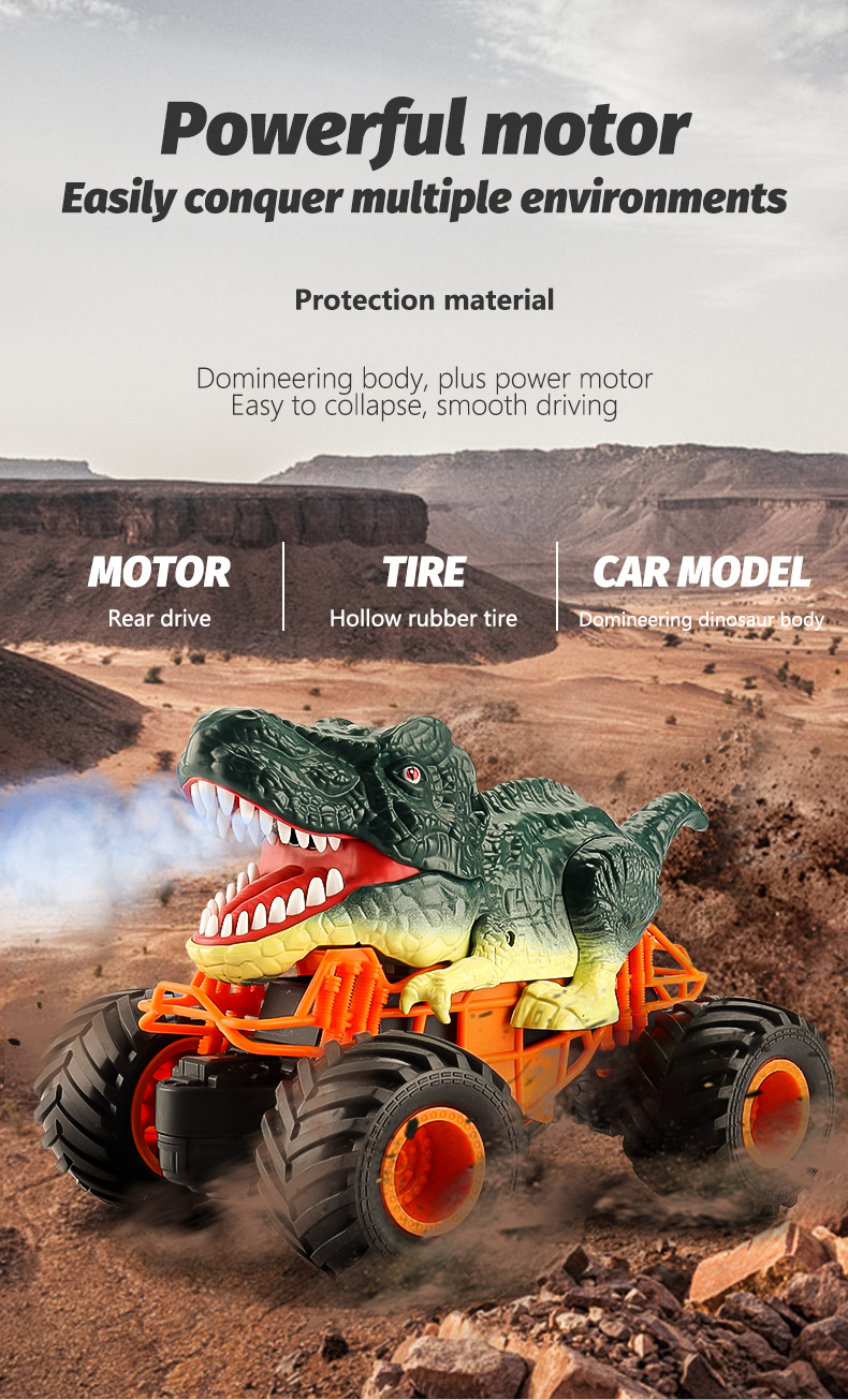 Spray Dinosaur 2.4G Remote Control Triangle Dragon King Dragon Climbing Bigfoot Vehicle