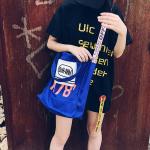 Korean monogrammed shoulder bag small niche color canvas crossbody bag eco-bag