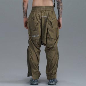 China Army Green Hip Hop Mens Cargo Trousers With Multi Pocket And Elastic Waist on sale