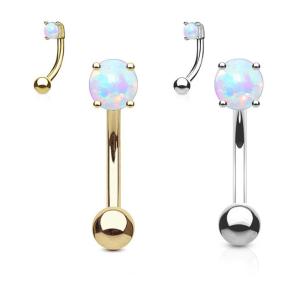 Wholesale 25mm Length 18k Gold Nose Stud , OEM Nose Ring Piercing With White Fir Opal from china suppliers