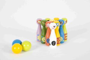Wholesale Kids Bowling Set Toddler Wooden Toys With 10 Different Animals Pins And 3 Color Balls from china suppliers