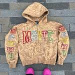 Custom Logo Heavyweight Cotton All Over Print Acid Washed Vintage Distressed