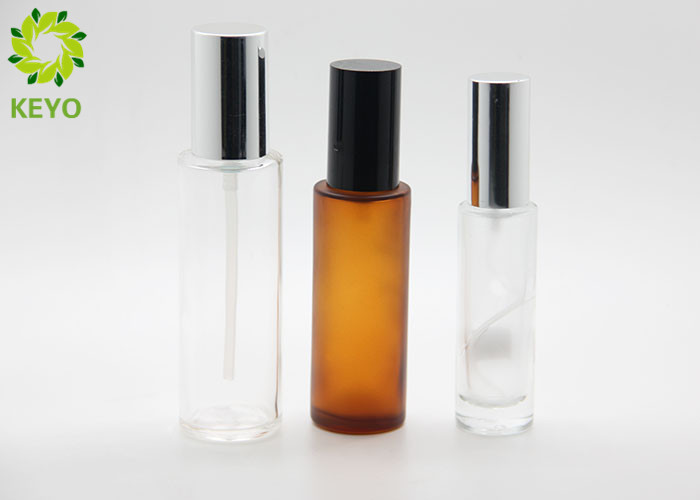 Round Frosted Flat Shoulder Glass Bottle 30ml 60ml 80ml With Pump Lotion Cap