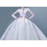 Buy cheap Custom White Ladies Bridal Gown With Sleeves Deep V Neck Buttons Back Style from wholesalers