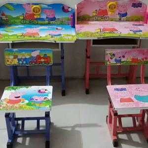 Wholesale Pink Childrens Desk Chair With Storage Combo Small Cartoon Pattern Printing from china suppliers