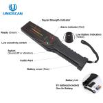 Gold Hand Held Body Scanner High Sensitivity With LED Light Bar Show Metal