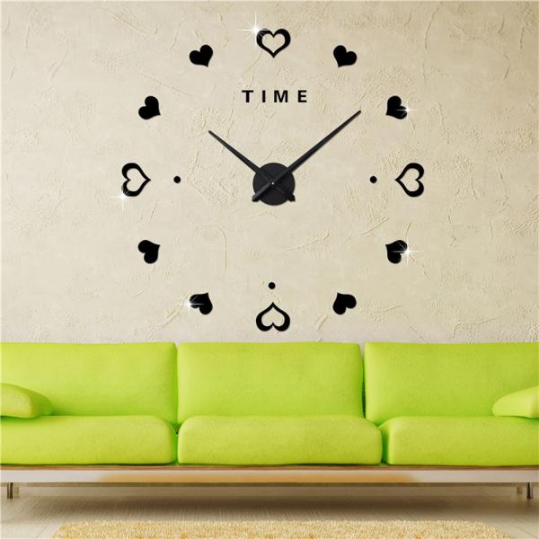 Love Heart Self-adhensive Large Hanging Wall Clocks Modern Unique Wall Clocks