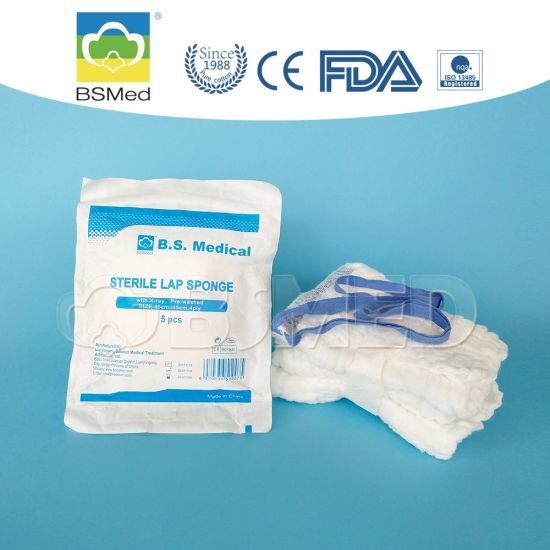 White Color Medical Equipment Lap Sponges , 100% Cotton Surgical Lap Pads