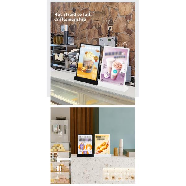 A4 Size LED Menu Stand Countertop Acrylic Holder Display With 7 Colors