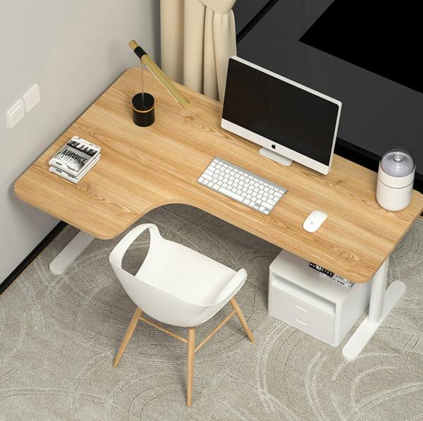 100 V/Hz Italian Mental Column Extra Large Long Wooden L Desk with Standing